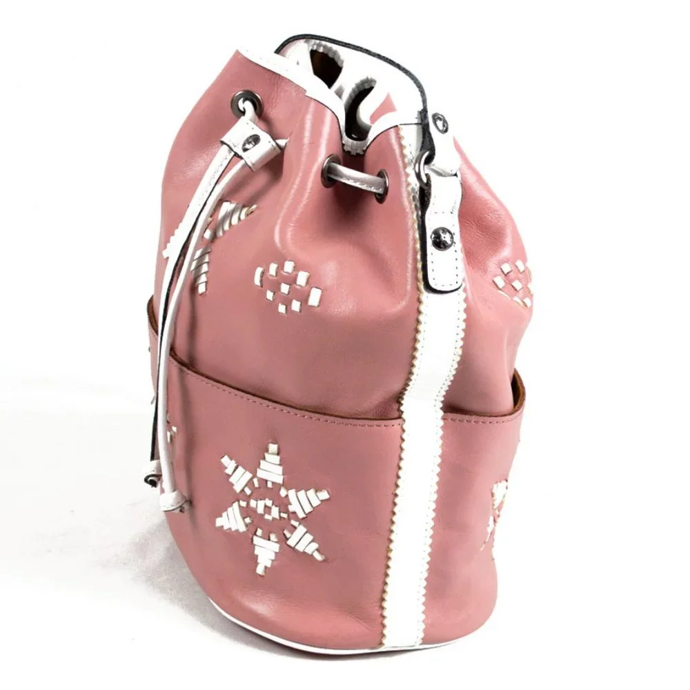 Patricia Nash Pink and White Brindisi Drawstring Bag